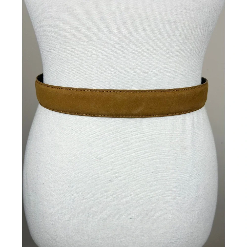 Lejon Belt Women S Tan Nubuck Leather Nordstrom Brass Buckle Tip USA VTG 80s 90s